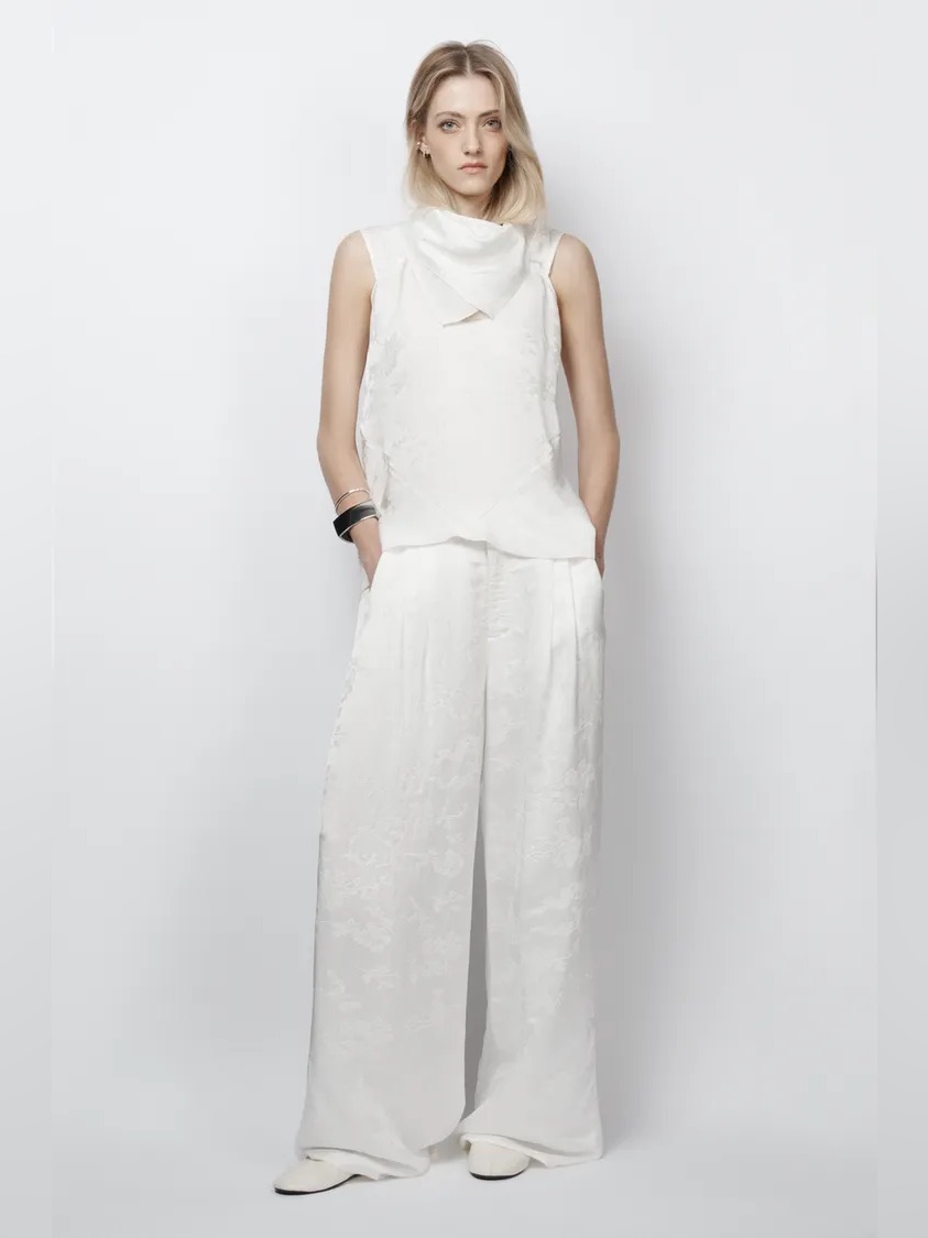 Zara Cream Sleeveless Limited Edition Top With Draped Neck. Pop